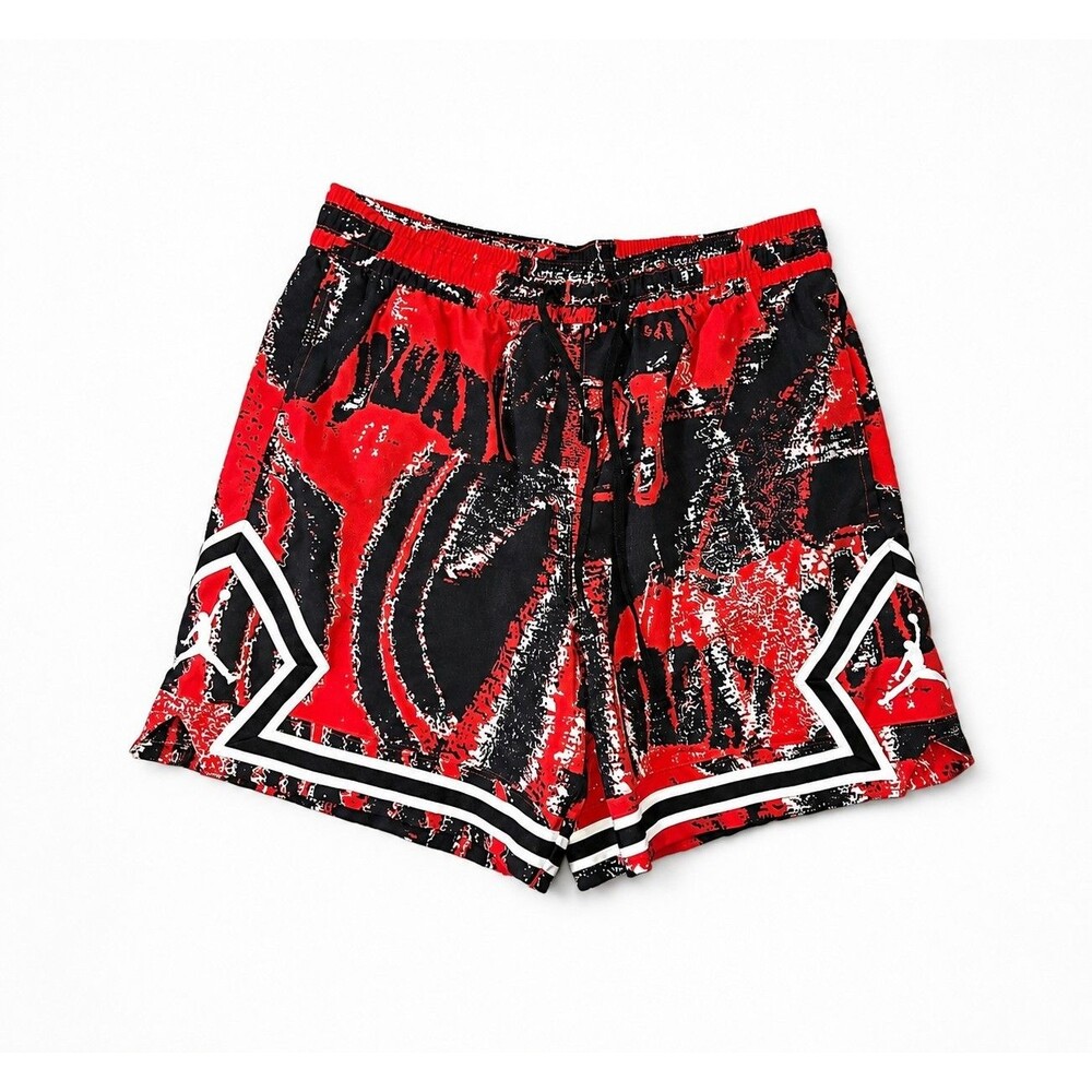 Air Jordan DriFit Black Red Diamond Mesh Basketballl Shorts Mens Medium 28x5.5